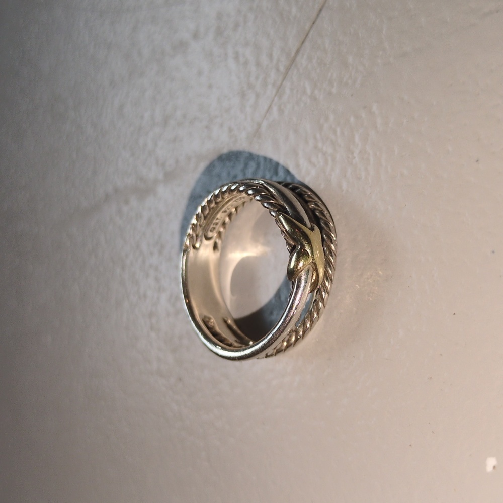 David Yurman Silver and Gold Rope Design Ring